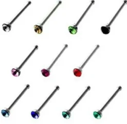 Kolczyk do nosa z czerwoną cyrkonią - NS-002