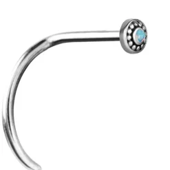 Kolczyk do nosa z jasnym niebieskim opalem - srebrny - NS-024