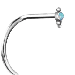 Kolczyk do nosa z jasnym niebieskim opalem - srebrny - NS-023