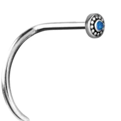 Kolczyk do nosa z niebieskim opalem - srebrny - NS-024