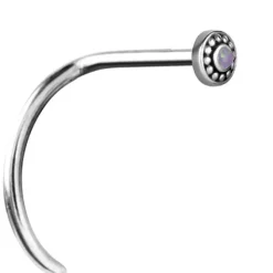 Kolczyk do nosa z różowym opalem - srebrny - NS-024