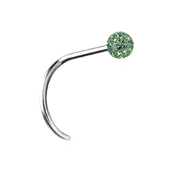 Kolczyk do nosa z zielonymi cyrkoniami - srebrny - NS-008