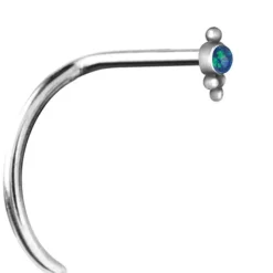 Kolczyk do nosa z zielonym opalem - srebrny - NS-023