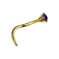 Kolczyk do nosa złoto 18K z ametystem - GD18K-039