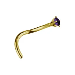 Kolczyk do nosa złoto 18K z ametystem - GD18K-039