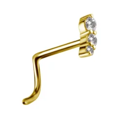 Kolczyk do nosa złoto 18K z białymi cyrkoniami - lewy - GD18K-067