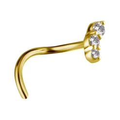 Kolczyk do nosa złoto 18K z białymi cyrkoniami - prawy - GD18K-067