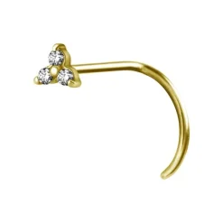Kolczyk do nosa złoty - białe cyrkonie - NS-022