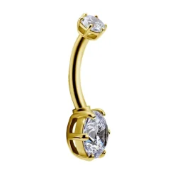 Kolczyk do pępka - złoto 18K z białymi cyrkoniami - GD18K-033