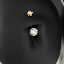 Kolczyk do pępka - złoto 18K z białymi cyrkoniami - GD18K-033