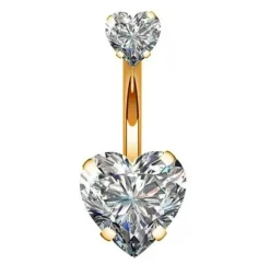 Kolczyk do pępka kryształowe serce złote - KP-027