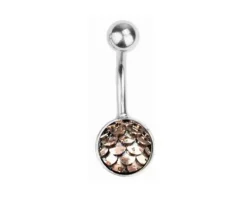 Kolczyk do pępka opalizująca brązowa rybia łuska - KP-011