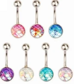 Kolczyk do pępka opalizująca brązowa rybia łuska - KP-011