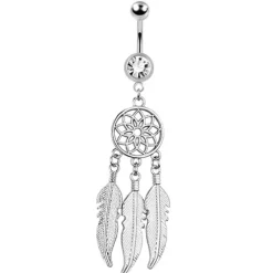 Kolczyk do pępka srebrny łapacz snów - KP-019