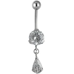 Kolczyk do pępka srebrny z białą cyrkonią - KP-009