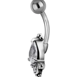 Kolczyk do pępka srebrny z cyrkoniami - KP-006