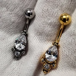 Kolczyk do pępka srebrny z cyrkoniami - KP-006