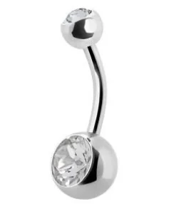 Kolczyk do pępka z białą cyrkonią - KP-001-5