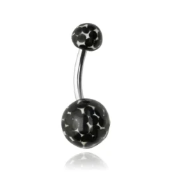 Kolczyk do pępka z czarnymi cyrkoniami - KP-002