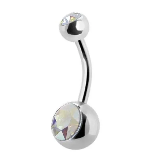 Kolczyk do pępka z opalizującą cyrkonią - KP-001-22
