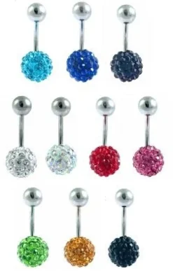 Kolczyk do pępka z szampańskimi kryształkami - KP-003