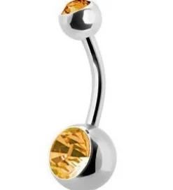 Kolczyk do pępka ze złotą cyrkonią - KP-001-18