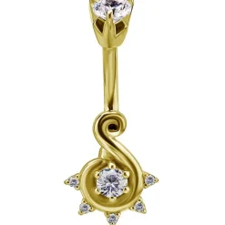 Kolczyk do pępka złoty z białymi cyrkoniami - KP-031