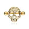 Kolczyk do sutka - diamentowa czaszka - złoty - S-029