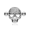 Kolczyk do sutka - diamentowa czaszka - srebrna - S-029