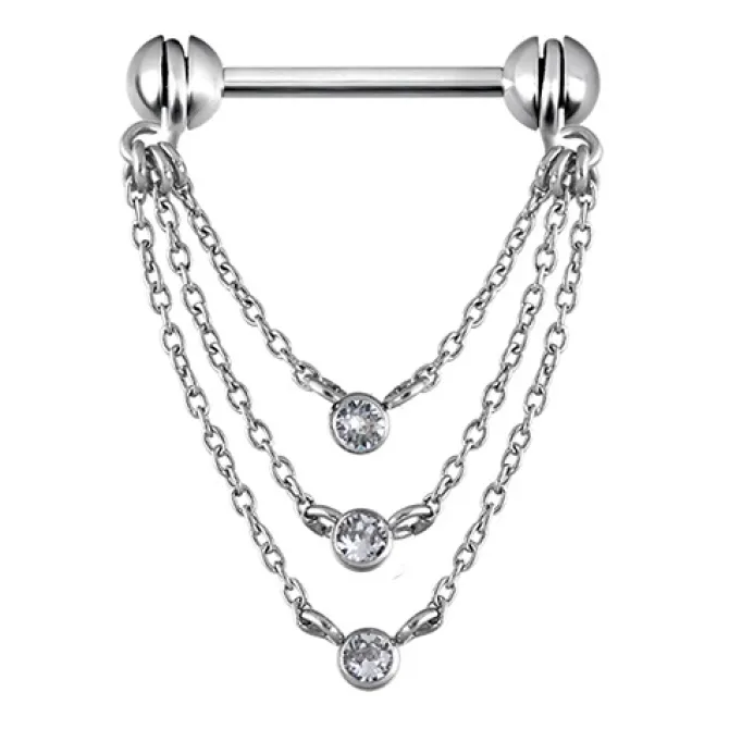 Kolczyk do sutka srebrny - Premium Crystals - S-020