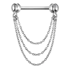 Kolczyk do sutka z łańcuszkami - srebrny - S-033