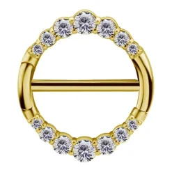 Kolczyk do sutka złoty z białymi cyrkoniami - PREMIUM ZIRCON - S-012