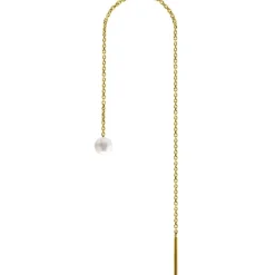 Kolczyk do ucha złoty z białą perełką - KU-054