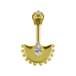 Kolczyk do vertical helix z białymi cyrkoniami - CoCr NF - złoty - LGW-055