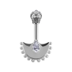 Kolczyk do vertical helix z białymi cyrkoniami - CoCr NF - srebrny - LGW-055