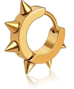 Kolczyk HUGGIE - kółko ze stożkami I ćwiekami złote KH-001