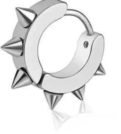 Kolczyk HUGGIE - kółko ze stożkami I ćwiekami srebrne KH-001