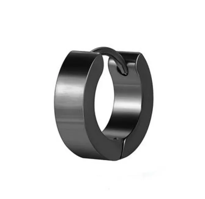 Kolczyk HUGGIE - klasyczne kółko czarny - KH-006