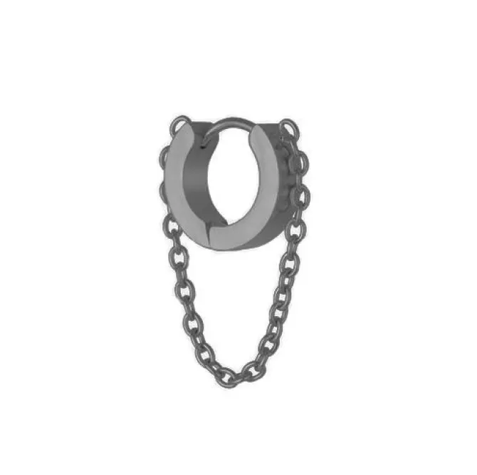 Kolczyk HUGGIE łańcuszek czarny - KH-003