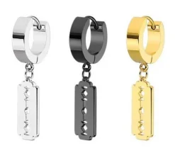 Kolczyk HUGGIE żyletka czarny - KH-007