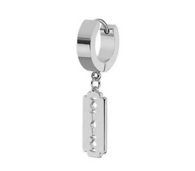 Kolczyk HUGGIE żyletka srebrny - KH-007