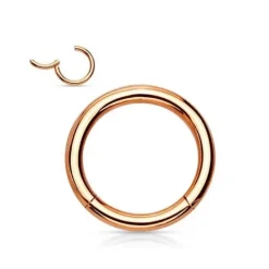 Kolczyk kółko clicker - różowe złoto - K-018