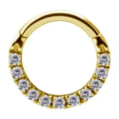 Kolczyk kółko clicker - złoto 18K z białymi cyrkoniami - GD18K-031