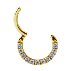 Kolczyk kółko clicker - złoto 18K z białymi cyrkoniami - GD18K-031