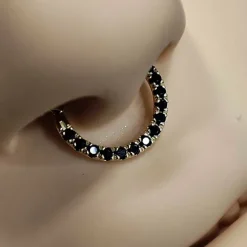 Kolczyk kółko clicker - złoto 18K z czarnym spinelem - GD18K-031