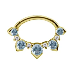 Kolczyk kółko clicker - złoto 18K z niebieskim topazem i Lab Created Diamonds - GD18K-064