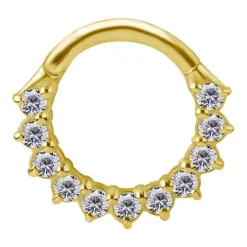 Kolczyk kółko clicker - złoto 18K z białymi cyrkoniami - GD18K-030