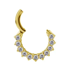 Kolczyk kółko clicker - złoto 18K z białymi cyrkoniami - GD18K-030