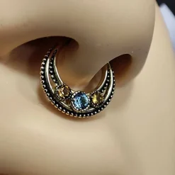 Kolczyk kółko clicker - złoto 18K z topazem i cytrynem - GD18K-028