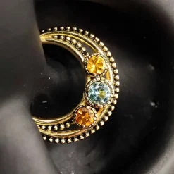 Kolczyk kółko clicker - złoto 18K z topazem i cytrynem - GD18K-028